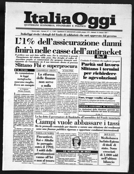 Italia oggi : quotidiano di economia finanza e politica